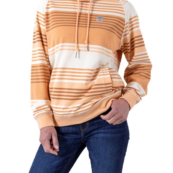 Kimes Ranch Tops - Kimes Ranch Orange and White Striped Hoodie